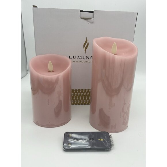 Luminara Real Flame Effect Candle PINK Smooth 2 5" & 7" w/ Remote Flameless - Picture 2 of 7